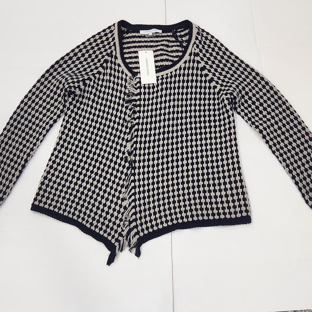 Gerard Darel Navy and White Patterned Cardigan Size 1 - Picture 7 of 15